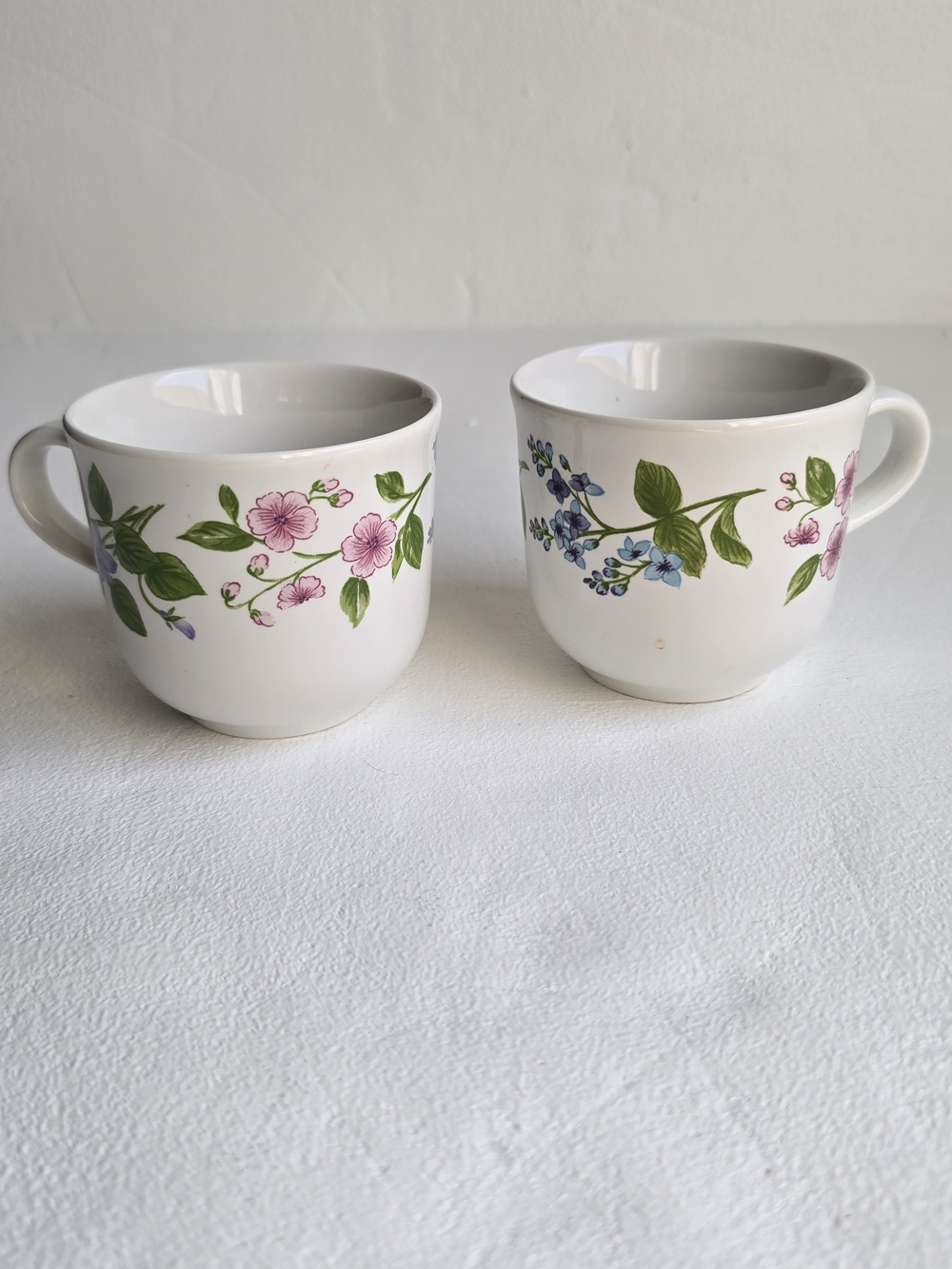 Floral Ceramic Coffee Mug - Pink & Blue Blossom Design